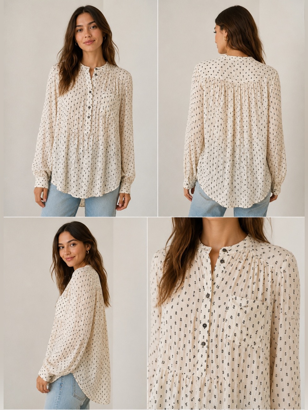 Free People Rune Print Long
Sleeve Tunic Top
